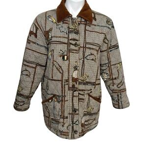 JONES NEW YORK SPORT Equestrian barn chore coat Corduroy Trim Jacket western